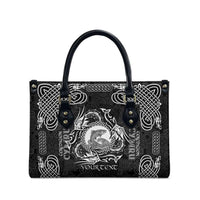Personalized Cardiganshire Ceredigion Leather Bag Black Leaping Salmon Celtic-inspired - Wonder Print Shop