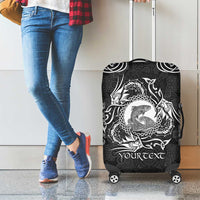 Personalized Cardiganshire Ceredigion Luggage Cover Black Leaping Salmon Celtic-inspired - Wonder Print Shop