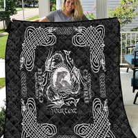 Personalized Cardiganshire Ceredigion Quilt Black Leaping Salmon Celtic-inspired - Wonder Print Shop
