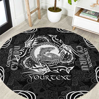Personalized Cardiganshire Ceredigion Round Carpet Black Leaping Salmon Celtic-inspired - Wonder Print Shop