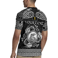 Personalized Cardiganshire Ceredigion Rugby Jersey Black Leaping Salmon Celtic-inspired - Wonder Print Shop