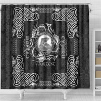 Personalized Cardiganshire Ceredigion Shower Curtain Black Leaping Salmon Celtic-inspired - Wonder Print Shop