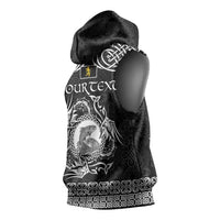 Personalized Cardiganshire Ceredigion Sleeveless Hoodie Black Leaping Salmon Celtic-inspired - Wonder Print Shop