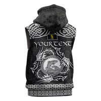 Personalized Cardiganshire Ceredigion Sleeveless Zip Hoodie Black Leaping Salmon Celtic-inspired - Wonder Print Shop