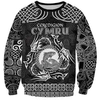 Personalized Cardiganshire Ceredigion Sweatshirt Black Leaping Salmon Celtic-inspired - Wonder Print Shop