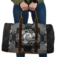Personalized Cardiganshire Ceredigion Travel Bag Black Leaping Salmon Celtic-inspired - Wonder Print Shop