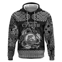 Personalized Cardiganshire Ceredigion Zip Hoodie Black Leaping Salmon Celtic-inspired - Wonder Print Shop