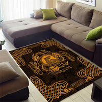 Personalized Cardiganshire Ceredigion Area Rug Gold Leaping Salmon Celtic-inspired - Wonder Print Shop