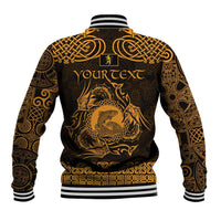 Personalized Cardiganshire Ceredigion Baseball Jacket Gold Leaping Salmon Celtic-inspired - Wonder Print Shop