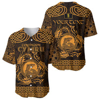 Personalized Cardiganshire Ceredigion Baseball Jersey Gold Leaping Salmon Celtic-inspired - Wonder Print Shop