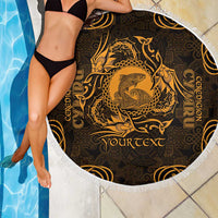 Personalized Cardiganshire Ceredigion Beach Blanket Gold Leaping Salmon Celtic-inspired - Wonder Print Shop
