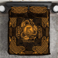 Personalized Cardiganshire Ceredigion Bedding Set Gold Leaping Salmon Celtic-inspired - Wonder Print Shop