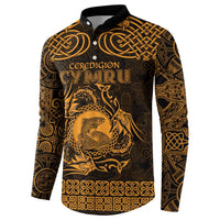 Personalized Cardiganshire Ceredigion Button Sweatshirt Gold Leaping Salmon Celtic-inspired - Wonder Print Shop