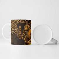 Personalized Cardiganshire Ceredigion Ceramic Mug Gold Leaping Salmon Celtic-inspired - Wonder Print Shop