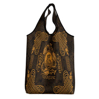 Personalized Cardiganshire Ceredigion Grocery Bag Gold Leaping Salmon Celtic-inspired - Wonder Print Shop