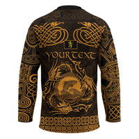 Personalized Cardiganshire Ceredigion Hockey Jersey Gold Leaping Salmon Celtic-inspired - Wonder Print Shop
