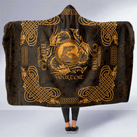 Personalized Cardiganshire Ceredigion Hooded Blanket Gold Leaping Salmon Celtic-inspired - Wonder Print Shop