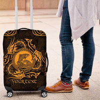 Personalized Cardiganshire Ceredigion Luggage Cover Gold Leaping Salmon Celtic-inspired - Wonder Print Shop