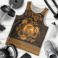Personalized Cardiganshire Ceredigion Men Tank Top Gold Leaping Salmon Celtic-inspired - Wonder Print Shop
