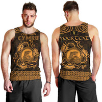 Personalized Cardiganshire Ceredigion Men Tank Top Gold Leaping Salmon Celtic-inspired - Wonder Print Shop