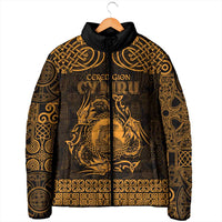 Personalized Cardiganshire Ceredigion Padded Jacket Gold Leaping Salmon Celtic-inspired - Wonder Print Shop
