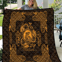 Personalized Cardiganshire Ceredigion Quilt Gold Leaping Salmon Celtic-inspired - Wonder Print Shop
