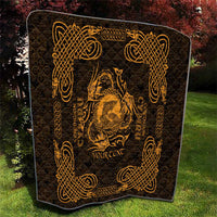 Personalized Cardiganshire Ceredigion Quilt Gold Leaping Salmon Celtic-inspired - Wonder Print Shop