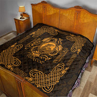 Personalized Cardiganshire Ceredigion Quilt Gold Leaping Salmon Celtic-inspired - Wonder Print Shop