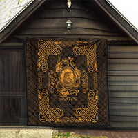 Personalized Cardiganshire Ceredigion Quilt Gold Leaping Salmon Celtic-inspired - Wonder Print Shop