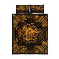 Personalized Cardiganshire Ceredigion Quilt Bed Set Gold Leaping Salmon Celtic-inspired - Wonder Print Shop