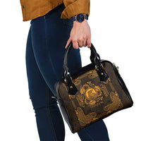Personalized Cardiganshire Ceredigion Shoulder Handbag Gold Leaping Salmon Celtic-inspired - Wonder Print Shop