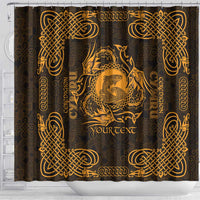 Personalized Cardiganshire Ceredigion Shower Curtain Gold Leaping Salmon Celtic-inspired - Wonder Print Shop