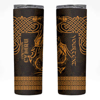 Personalized Cardiganshire Ceredigion Skinny Tumbler Gold Leaping Salmon Celtic-inspired - Wonder Print Shop