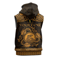 Personalized Cardiganshire Ceredigion Sleeveless Zip Hoodie Gold Leaping Salmon Celtic-inspired - Wonder Print Shop