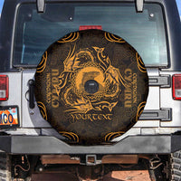 Personalized Cardiganshire Ceredigion Spare Tire Cover Gold Leaping Salmon Celtic-inspired - Wonder Print Shop