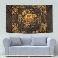 Personalized Cardiganshire Ceredigion Tapestry Gold Leaping Salmon Celtic-inspired - Wonder Print Shop