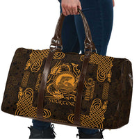 Personalized Cardiganshire Ceredigion Travel Bag Gold Leaping Salmon Celtic-inspired - Wonder Print Shop