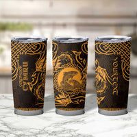 Personalized Cardiganshire Ceredigion Tumbler Cup Gold Leaping Salmon Celtic-inspired - Wonder Print Shop