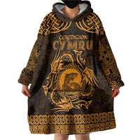 Personalized Cardiganshire Ceredigion Wearable Blanket Hoodie Gold Leaping Salmon Celtic-inspired - Wonder Print Shop