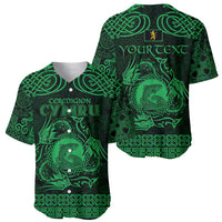 Personalized Cardiganshire Ceredigion Baseball Jersey Green Leaping Salmon Celtic-inspired - Wonder Print Shop