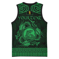 Personalized Cardiganshire Ceredigion Basketball Jersey Green Leaping Salmon Celtic-inspired - Wonder Print Shop