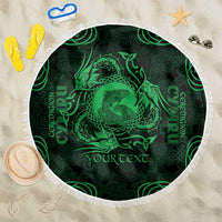 Personalized Cardiganshire Ceredigion Beach Blanket Green Leaping Salmon Celtic-inspired - Wonder Print Shop
