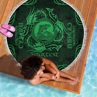 Personalized Cardiganshire Ceredigion Beach Blanket Green Leaping Salmon Celtic-inspired - Wonder Print Shop