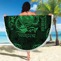 Personalized Cardiganshire Ceredigion Beach Blanket Green Leaping Salmon Celtic-inspired - Wonder Print Shop