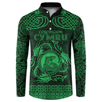 Personalized Cardiganshire Ceredigion Button Sweatshirt Green Leaping Salmon Celtic-inspired - Wonder Print Shop