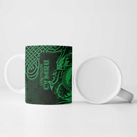 Personalized Cardiganshire Ceredigion Ceramic Mug Green Leaping Salmon Celtic-inspired - Wonder Print Shop