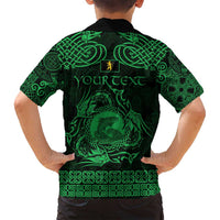 Personalized Cardiganshire Ceredigion Family Matching Long Sleeve Bodycon Dress and Hawaiian Shirt Green Leaping Salmon Celtic-inspired - Wonder Print Shop