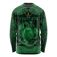 Personalized Cardiganshire Ceredigion Long Sleeve Shirt Green Leaping Salmon Celtic-inspired - Wonder Print Shop