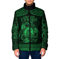 Personalized Cardiganshire Ceredigion Padded Jacket Green Leaping Salmon Celtic-inspired - Wonder Print Shop