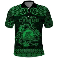 Personalized Cardiganshire Ceredigion Polo Shirt Green Leaping Salmon Celtic-inspired - Wonder Print Shop